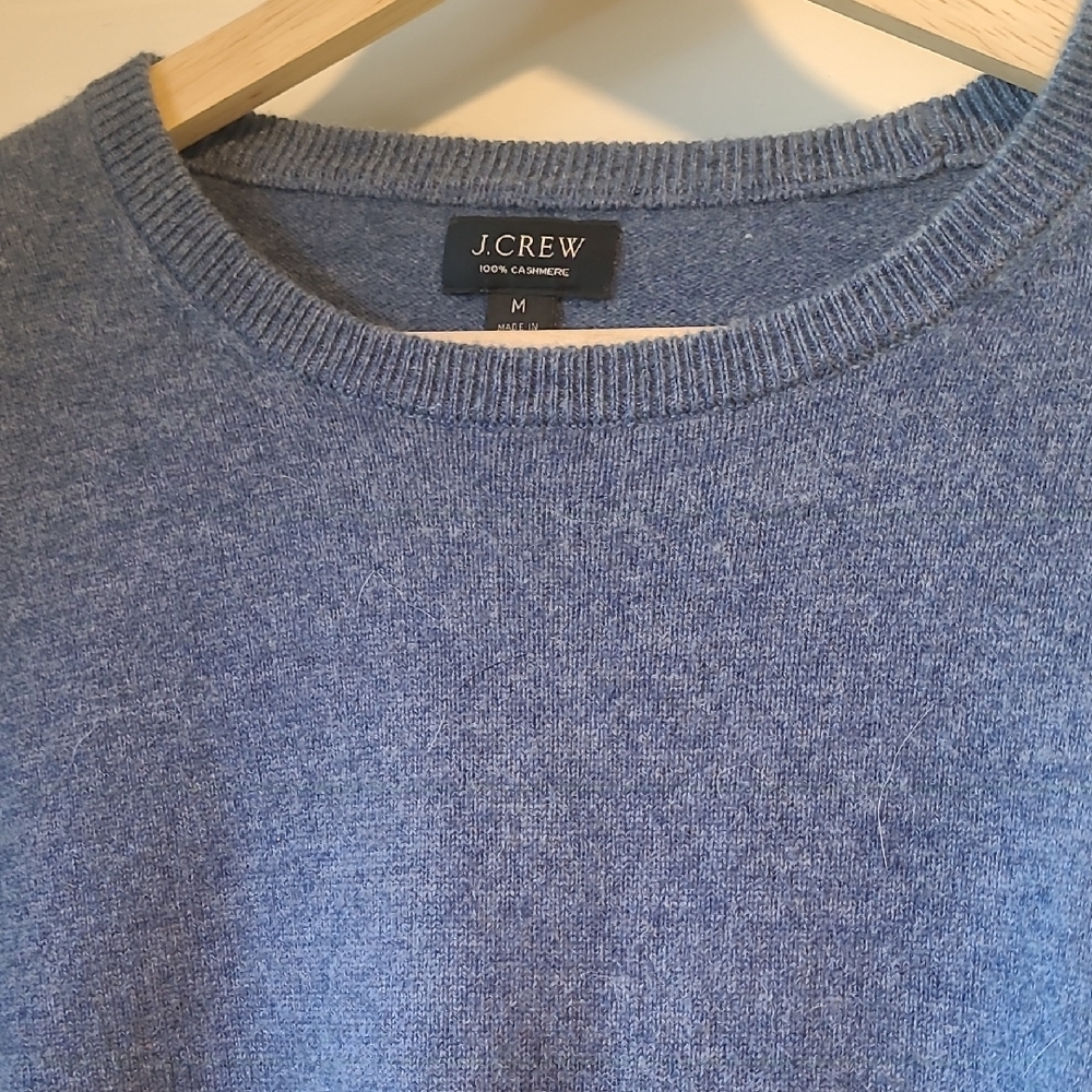 J. Crew Men's Soft Blue Cashmere Crewneck Sweater